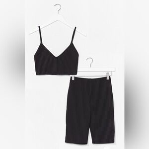 Ribbed Bralette And Cycling Shorts Set